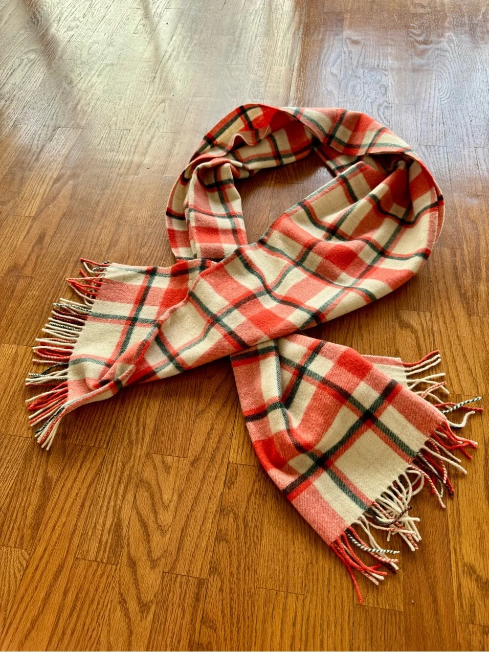 J. Crew Plaid Wool Women’s Scarf in Orange and Cream